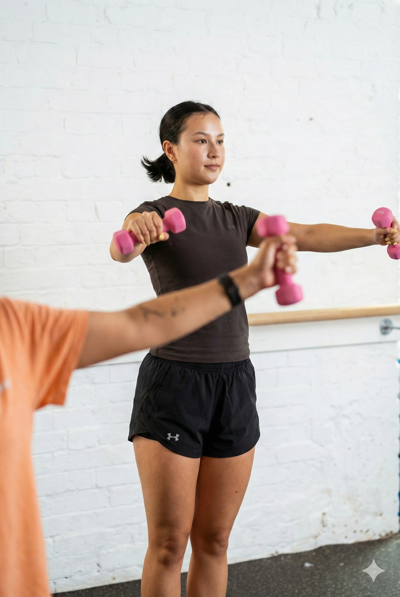 Barre leg extension exercise at the barre